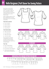 Hello Gorgeous | Puff Sleeve T-shirt PDF Sewing Pattern